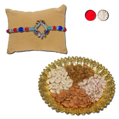"RAKHIS -AD 4340 A (Single Rakhi) , Dryfruit Thali - code RD800 - Click here to View more details about this Product